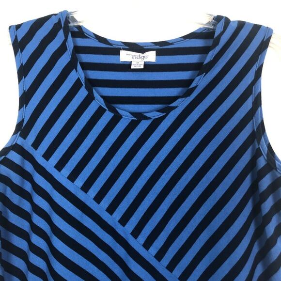 Indigo Sharkbite Hem Asymmetrical Striped Top Size Medium - Picture 3 of 10